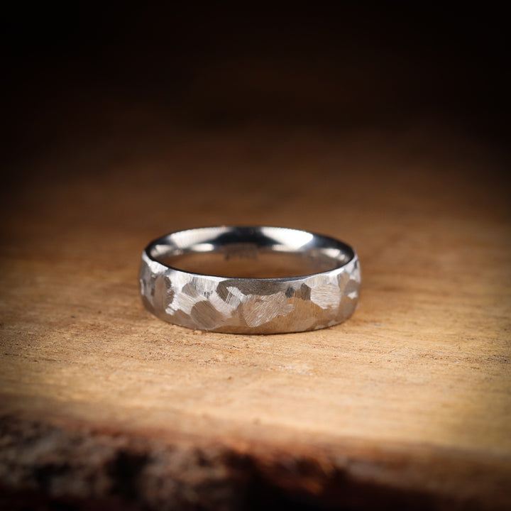 Rough Textured Effect Stainless Steel Wedding Ring - The Bolehills