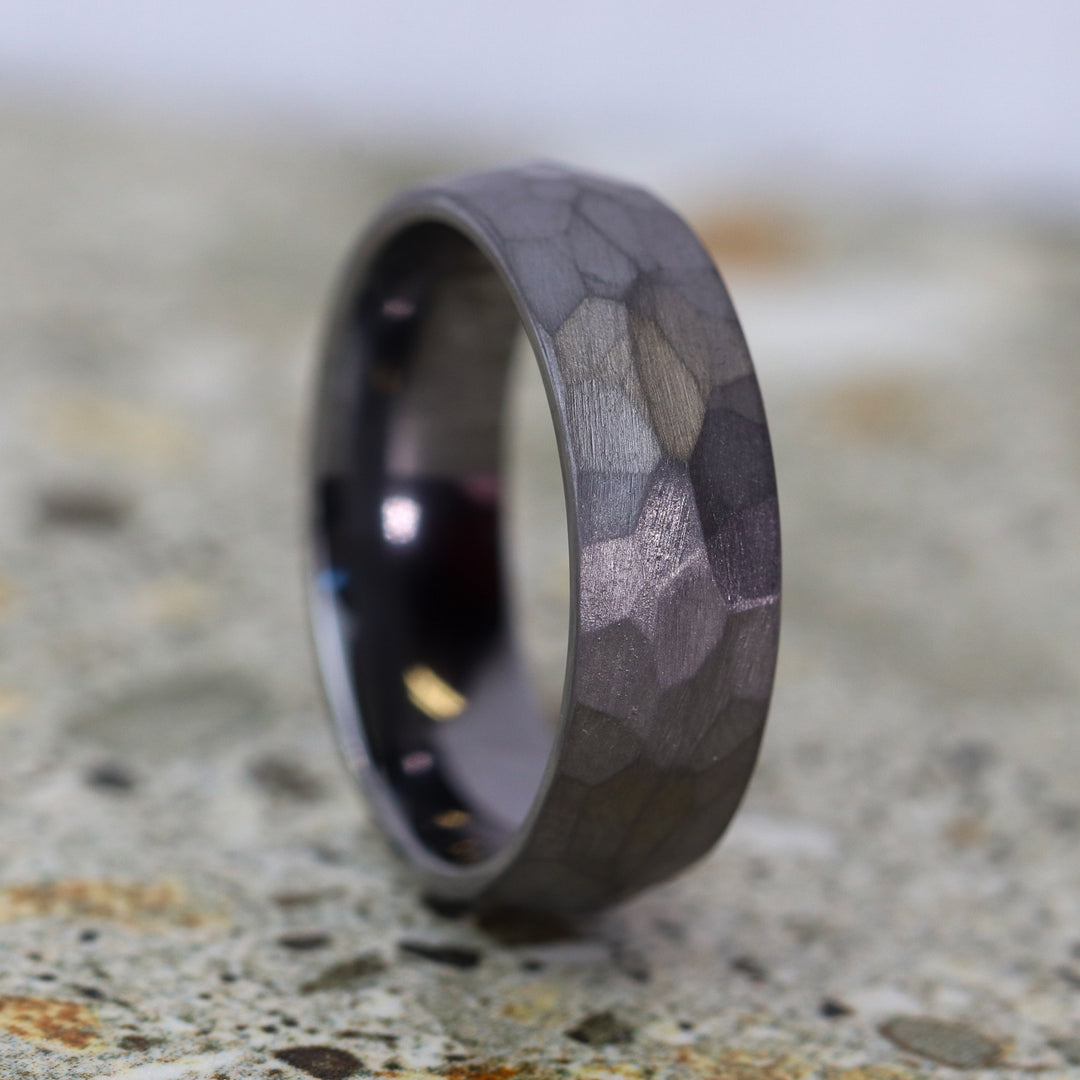 Hammered Effect Tantalum Wedding Ring - The Rivelin Valley