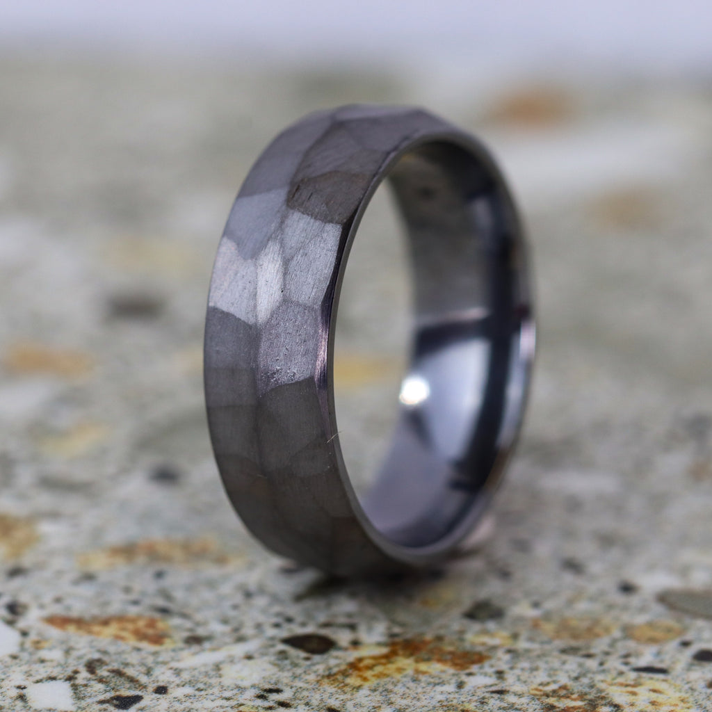 Hammered Effect Tantalum Wedding Ring - The Rivelin Valley