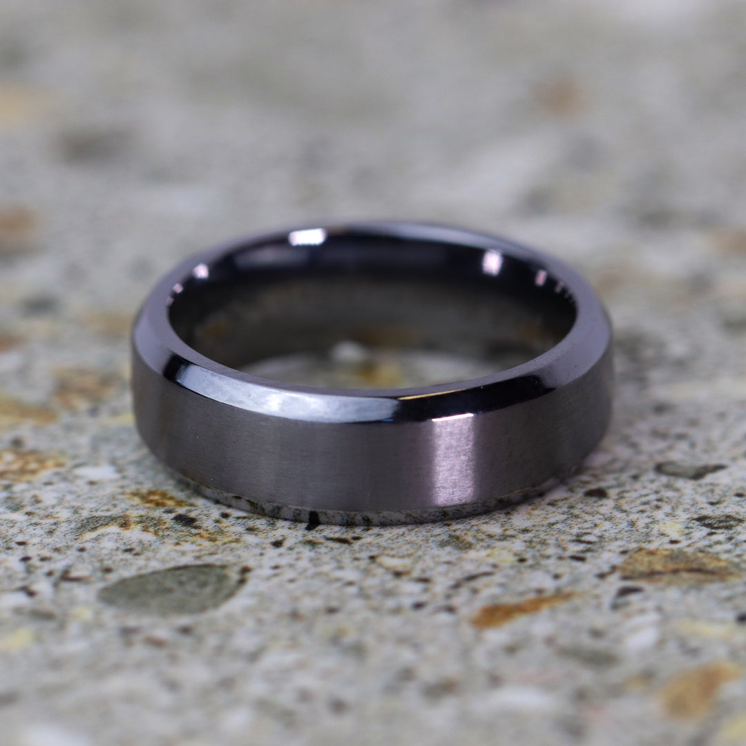 Bevelled Edge Tantalum Wedding Ring - The Crookes Valley Ring