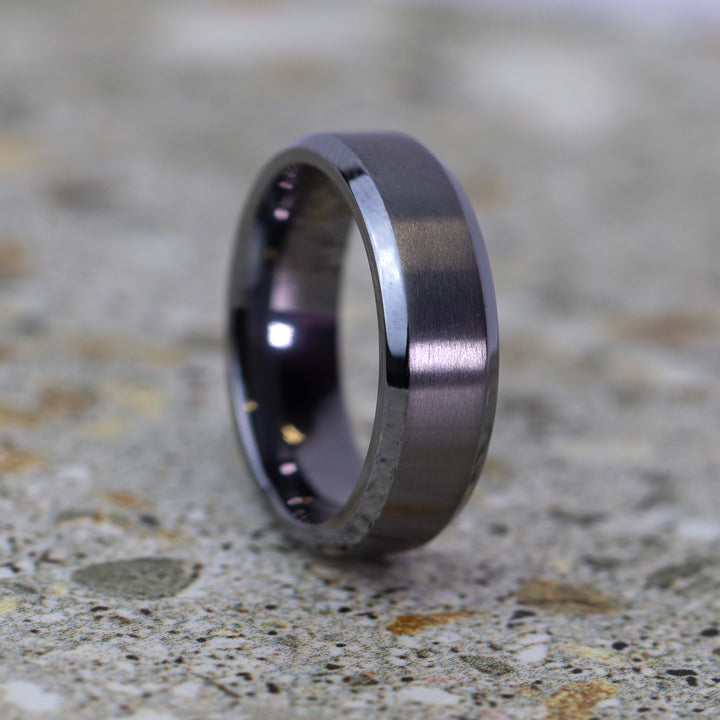 Bevelled Edge Tantalum Wedding Ring - The Crookes Valley Ring