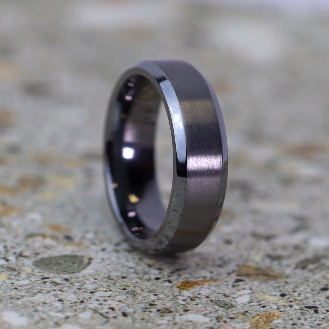 Bevelled Edge Tantalum Wedding Ring - The Crookes Valley Ring