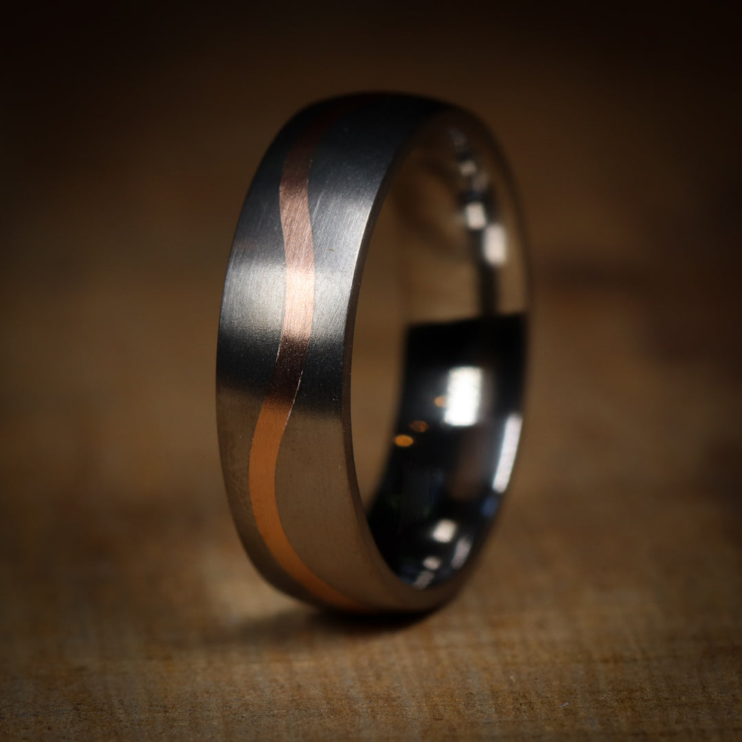 Inlay Wave Ring - Wedding Ring with Gold Inlay | Flinn And Steel