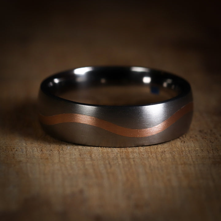 Inlay Wave Ring - Wedding Ring with Gold Inlay | Flinn And Steel