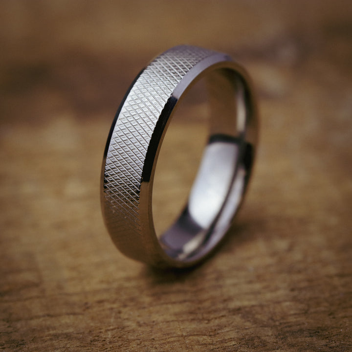 Knurled Effect Bevelled Edge Titanium Wedding Ring - The Wharncliffe