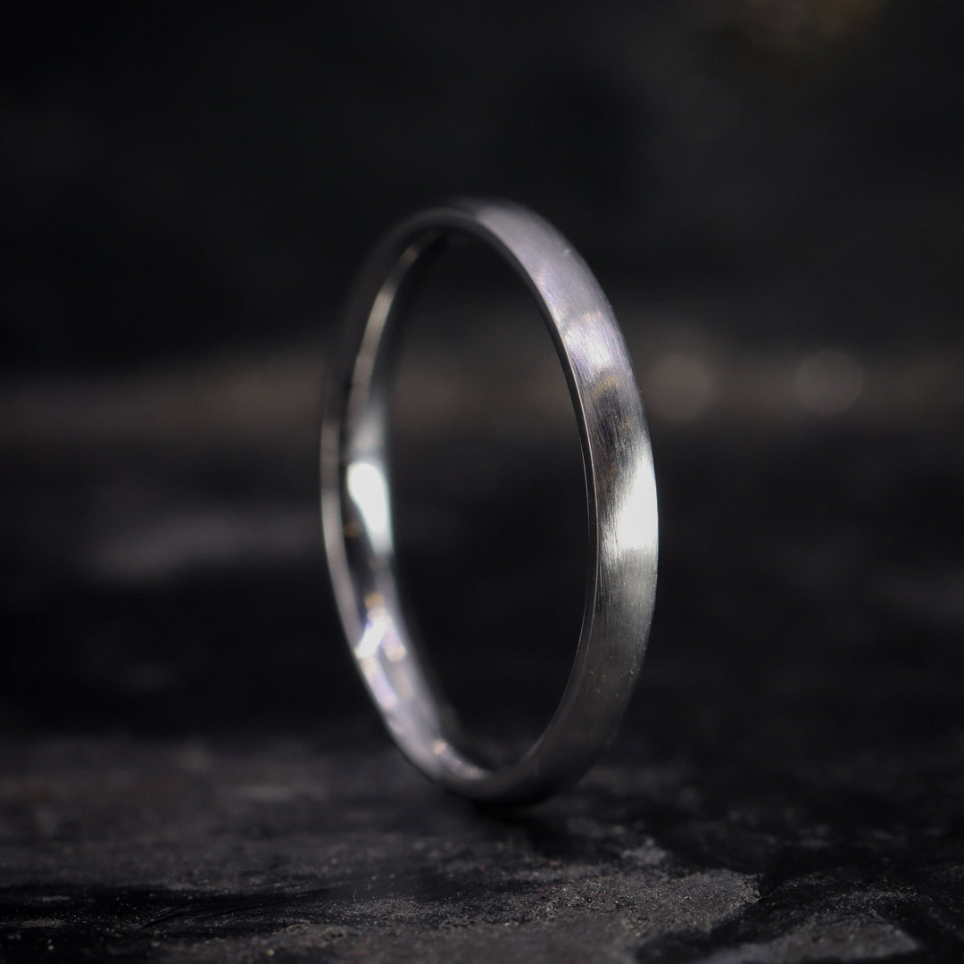 Slim Matt/Satin Stainless Steel Wedding Ring - The Winter Gardens