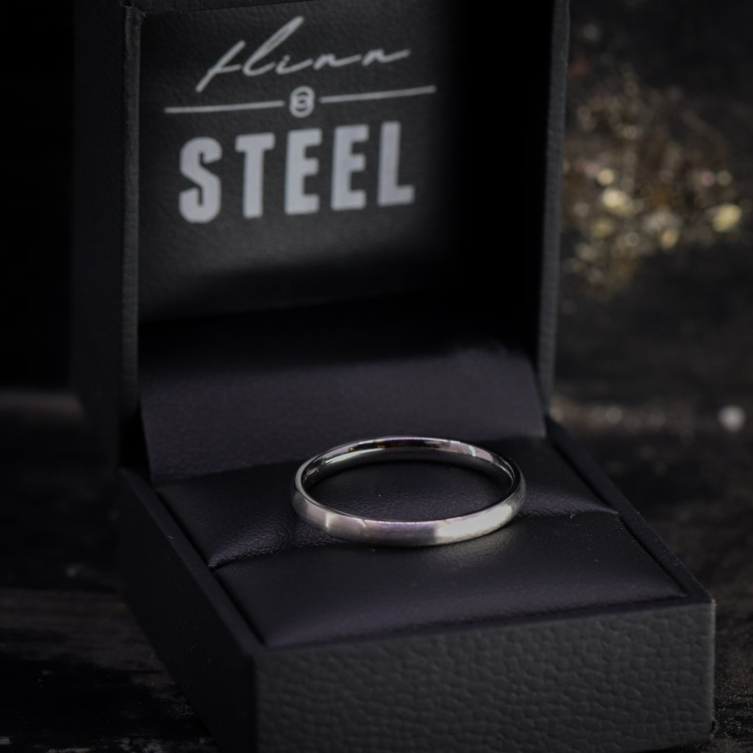 Slim Matt/Satin Stainless Steel Wedding Ring - The Winter Gardens