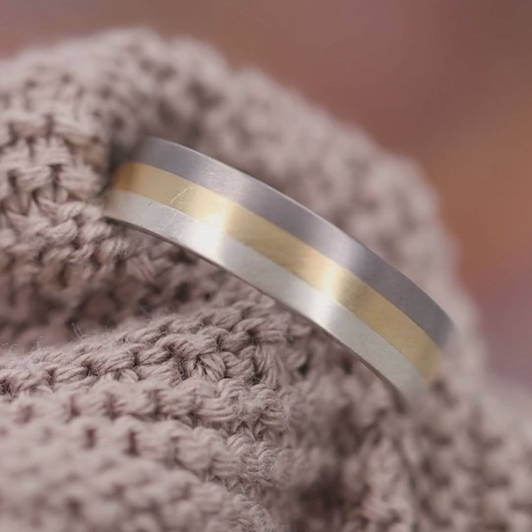 Three Colour Gold, Silver & Titanium Wedding Ring - The Hope Valley - Made-to-Order