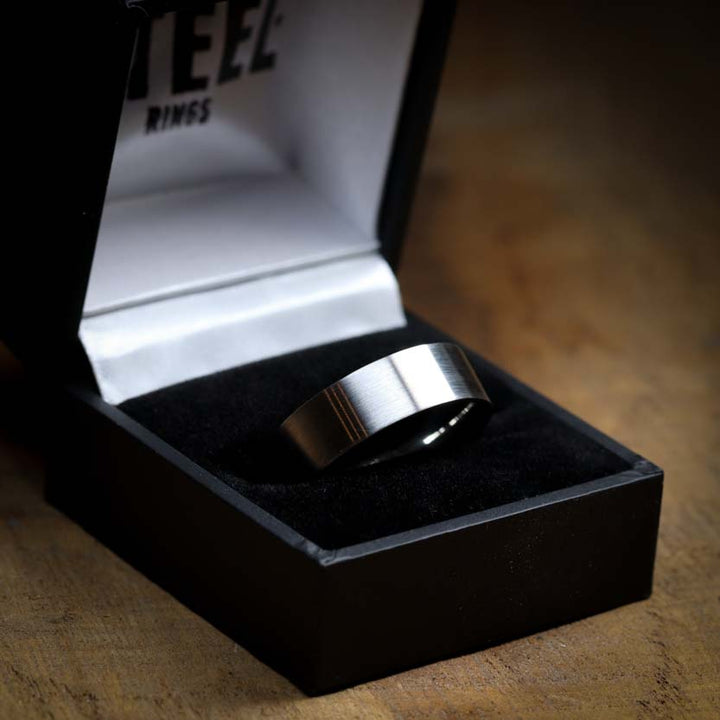 Flat Matt/Satin Titanium Wedding Ring - The Norfolk Ring