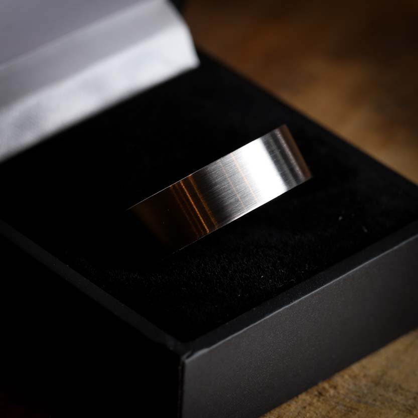 Flat Matt/Satin Stainless Steel Wedding Ring - The Norfolk Ring