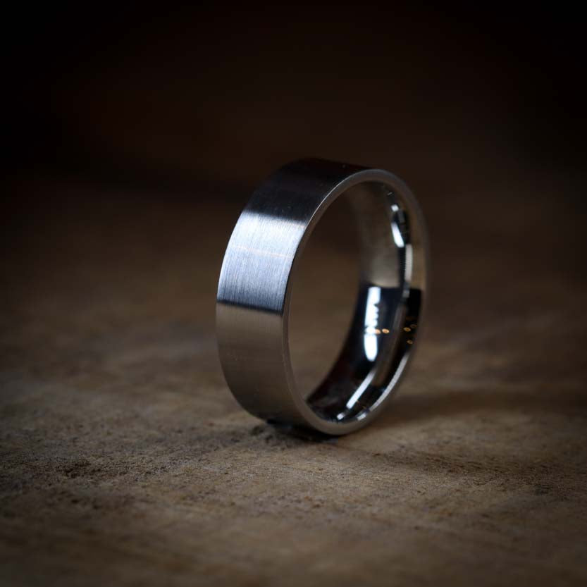 Flat Matt/Satin Titanium Wedding Ring - The Norfolk Ring