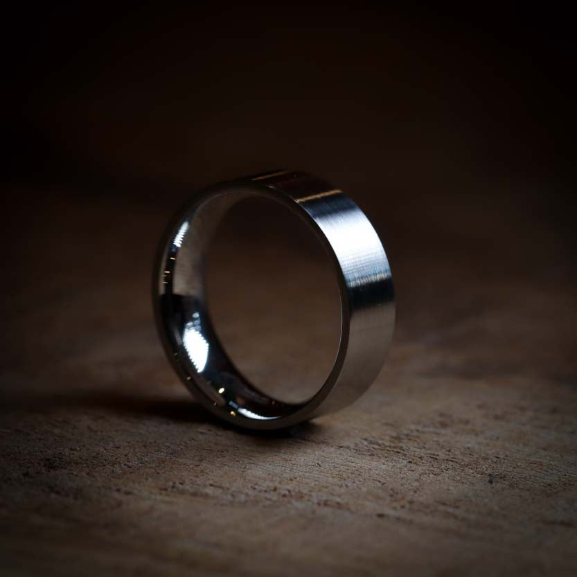 Flat Matt/Satin Titanium Wedding Ring - The Norfolk Ring