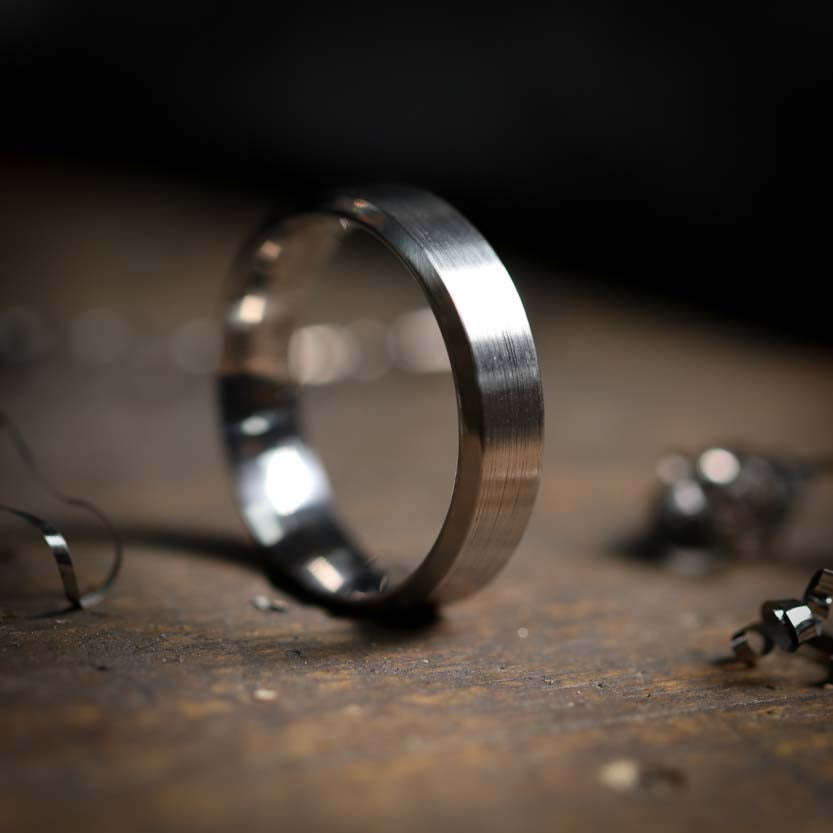 Flat Matt/Satin Titanium Wedding Ring - The Norfolk Ring