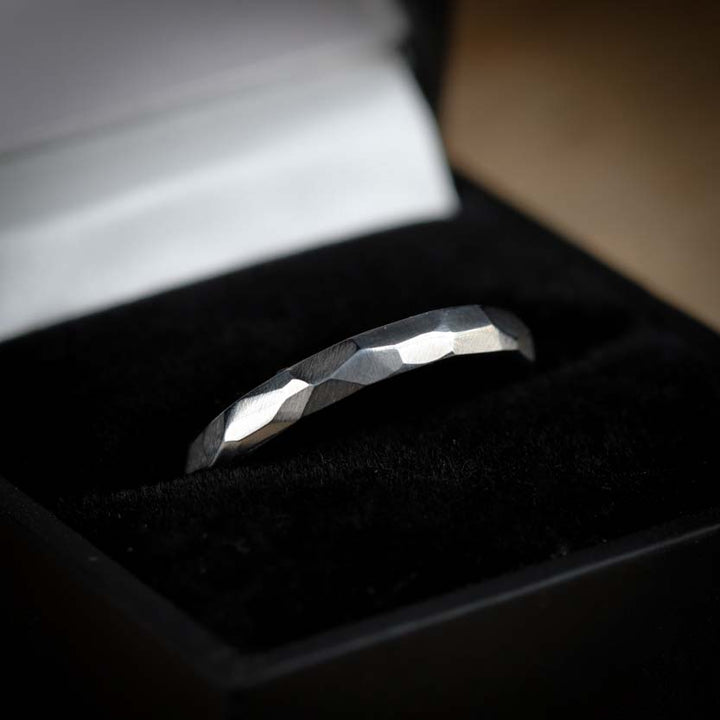 Slim Hammered Effect Stainless Steel Wedding Ring - The Beauchief