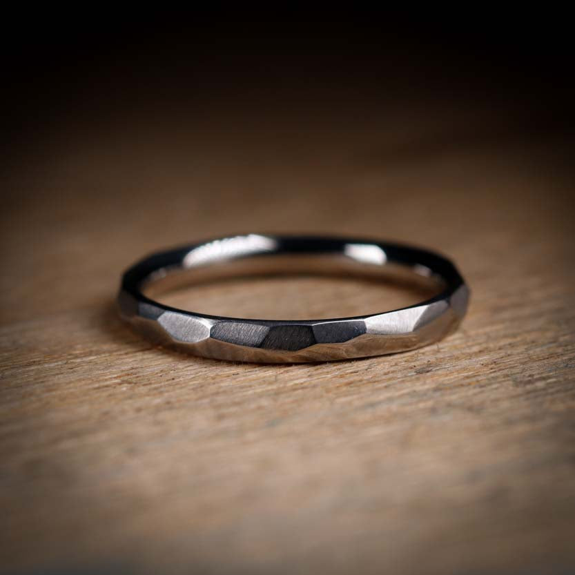 Slim Hammered Wedding Ring - Slim Stainless Steel Wedding Ring