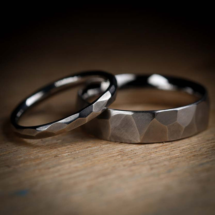 Slim Hammered Wedding Ring - Slim Stainless Steel Wedding Ring