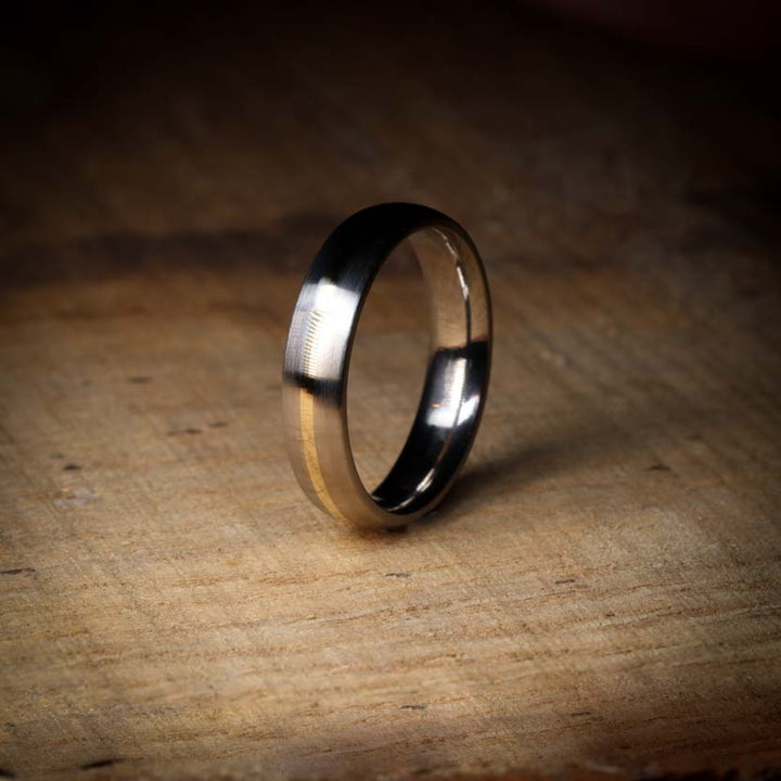 Rose or Yellow Gold Inlay Titanium Wedding Ring - The Derwent - Made-to-Order