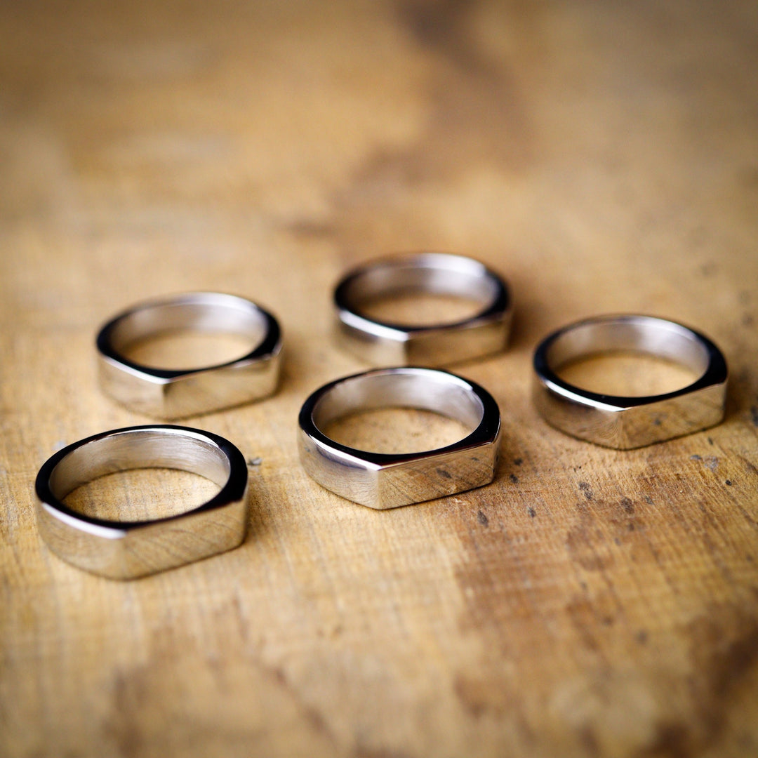 Polished Stainless Steel Signet Ring - The Abbeydale Signet Stainless Steel Rings