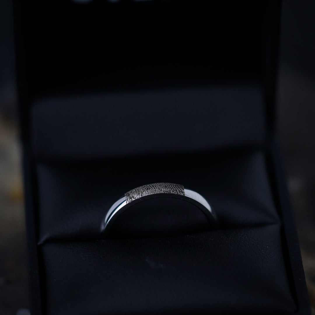 Slim Personalised Fingerprint Ring - The Ruskin 2.0 Polished Stainless Steel Ring