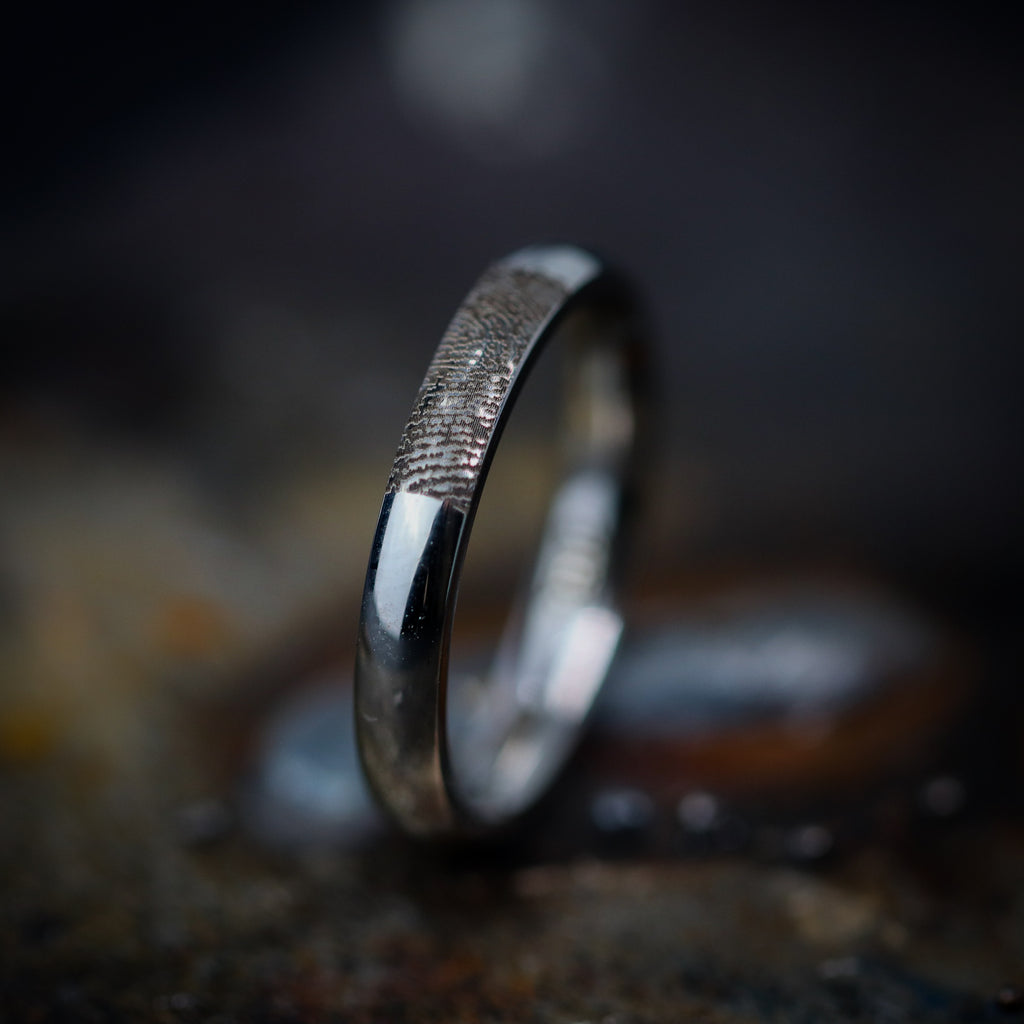 Slim Personalised Fingerprint Ring - The Ruskin 2.0 Polished Stainless Steel Ring