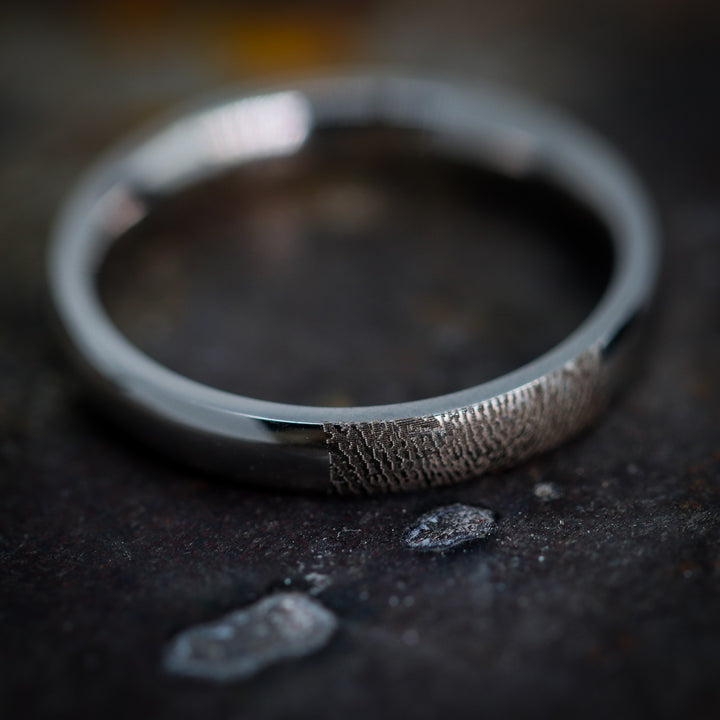 Slim Personalised Fingerprint Ring - The Ruskin 2.0 Polished Stainless Steel Ring