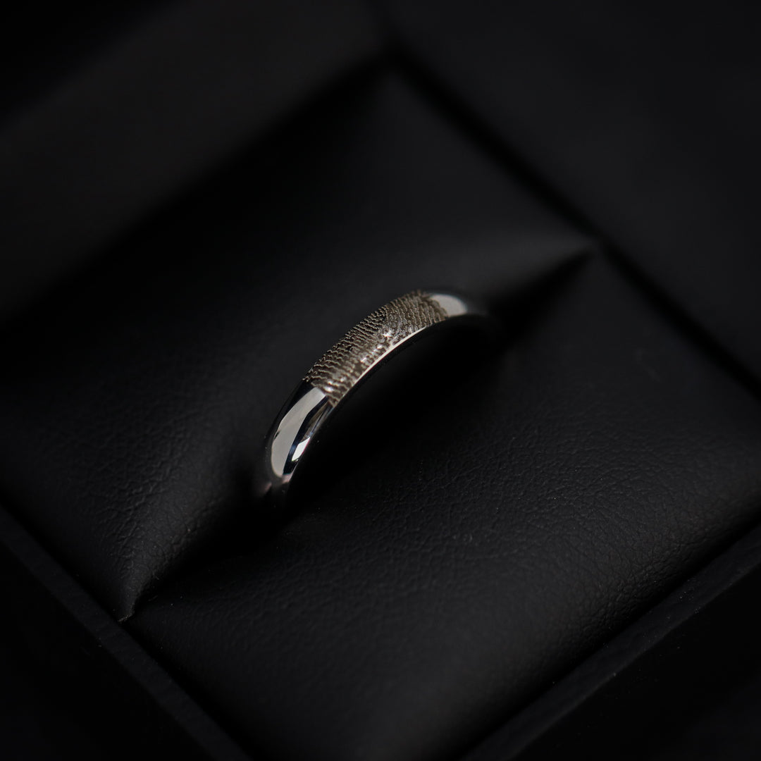 Slim Personalised Fingerprint Ring - The Ruskin 2.0 Polished Stainless Steel Ring